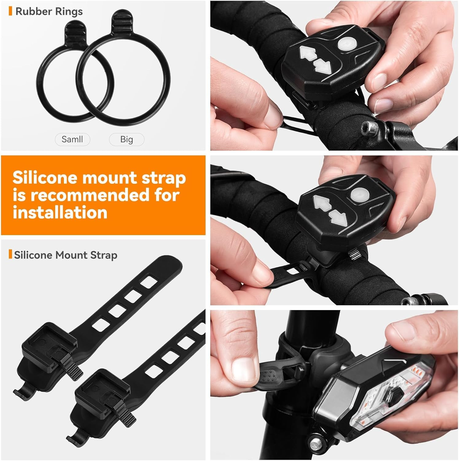 Bike Tail Light with Turn Signals USB Rechargeable Bike Turn Signals 120 Lumens Ultra Bright LED Turn Signals for Bicycle 5 Mode for Night Riding Bicycle image number 6