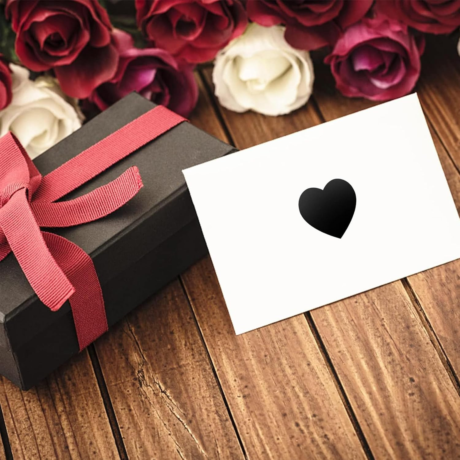 Black Heart Shaped Stickers, 1 Inch Cute Decorative Love Labels for Valentine&rsquo;S Day, Envelopes, Award Charts, Crafting, Scrapbooking, 500 Labels per Roll - Green image number 2