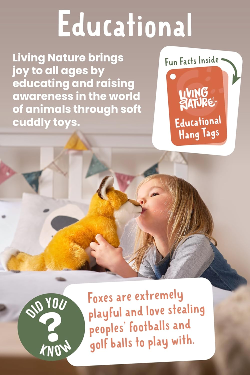 Living Nature Cockatoo Stuffed Animal, Realistic Plush Bird Toy, Soft and Cuddly Companion for Kids, Educational Wildlife Toy with Fact Tags, Eco-Friendly and Made with Naturli Recycled Materials