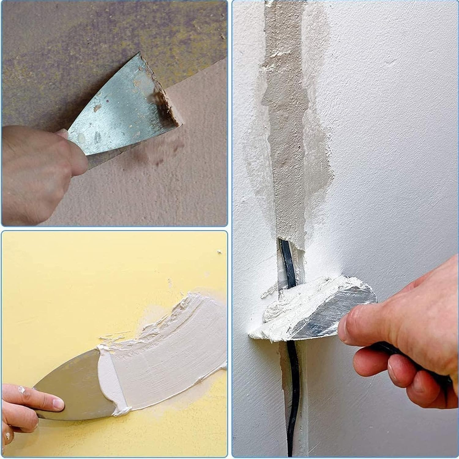 7 PCS Drywall Paint Scraper Tool Set with Storage Bag, Multi-Size Stainless Steel Putty Knives (1, 1.5, 2, 2.5, 3, 4, 5 Inch) for Spackling, Wallpaper Removal, Plaster Scraping & Mud Application image number 2