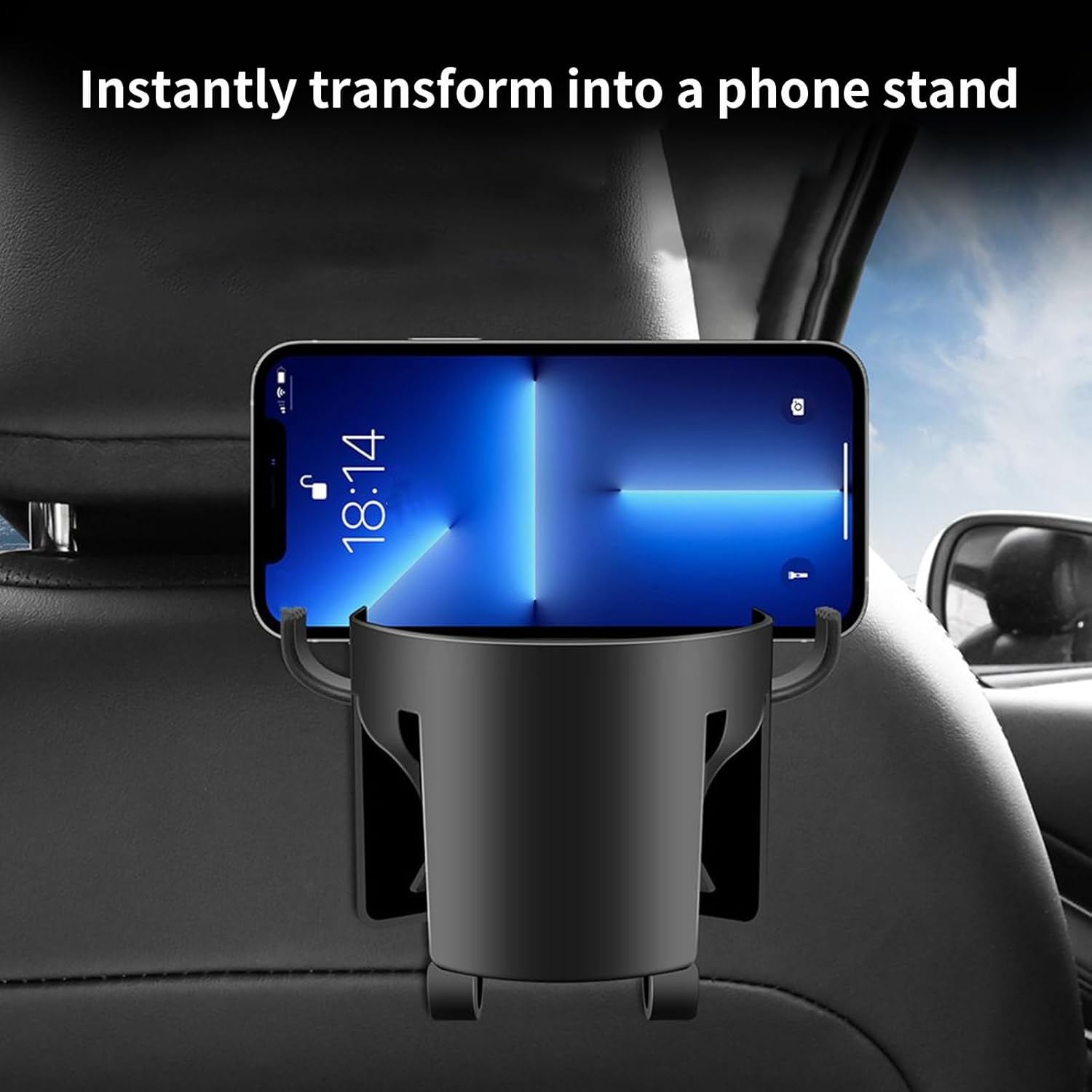 Evnbhgyu Backseat Cup Holder for Car - Car Seat Hooks for Headrest - Multifunctional Organizer Accessories for Interior Beverage Bottle Cell Phones Keys Storage Travel image number 2