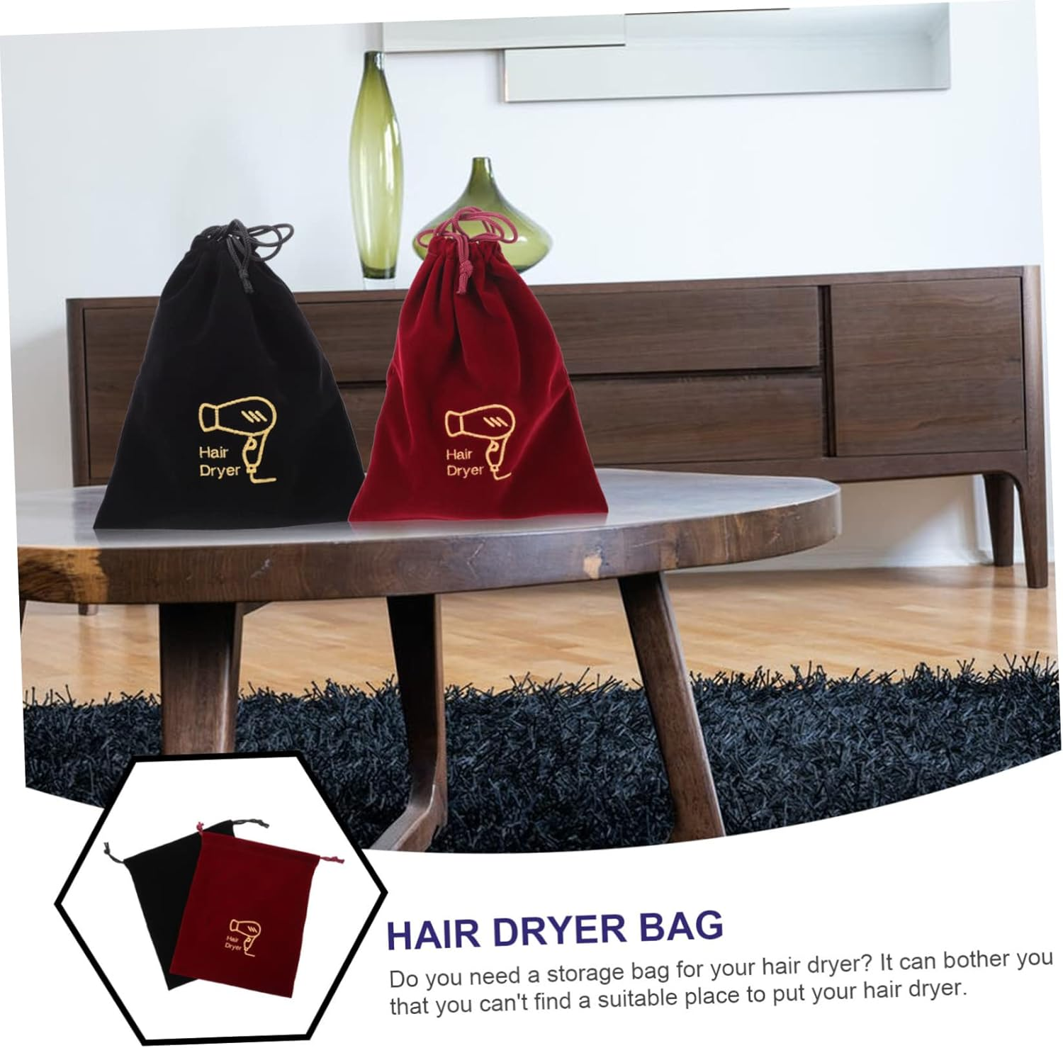SOESFOUFU 6Pcs Hair Dryer Bag Storage Organizer Drawstring Bag for Home Hotel Guest image number 5