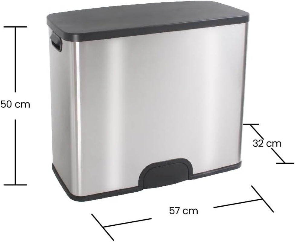 White Magic Smart Bin Duo &ndash; 46L, Toe Tap Operation, Dual 23L Bins for Recycling & General Waste, Soft Close Lid, Stainless Steel, Fingerprint-Free, Battery-Powered with 10,000 Cycles, 1-Year Warranty image number 4