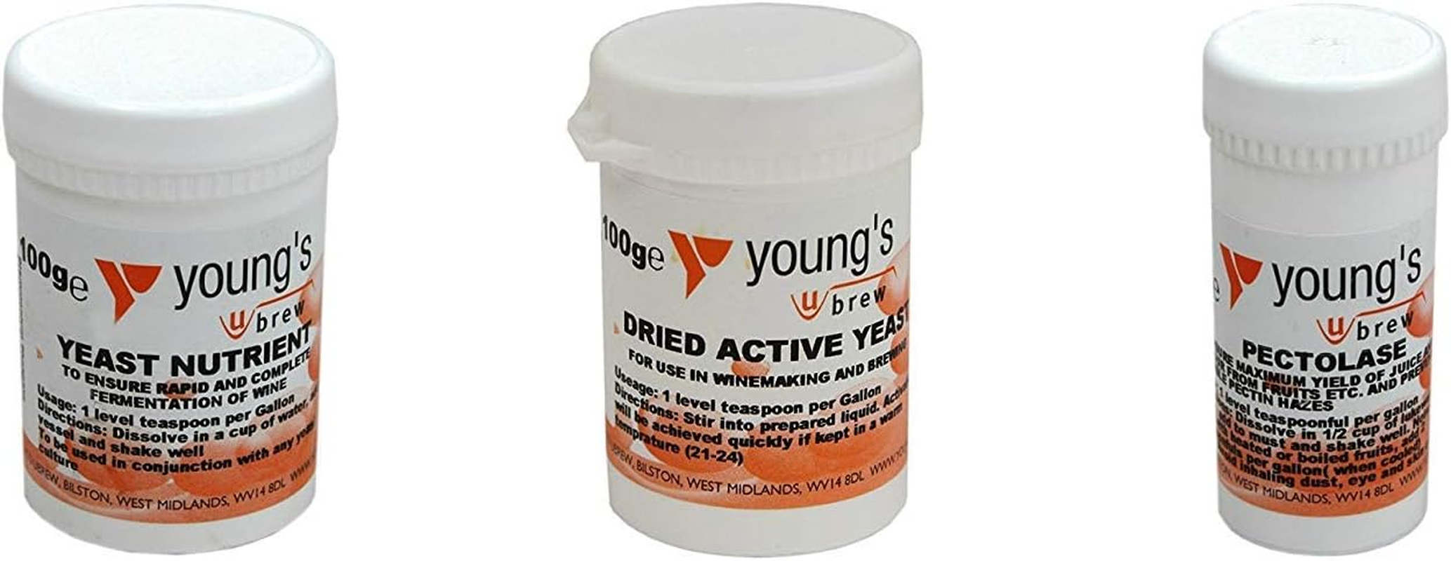 Young'S Brewing Set of 3 - 100G Yeast Nutrient & Multi Purpose Dried Active Yeast & Nutrients Pectolase image number 1