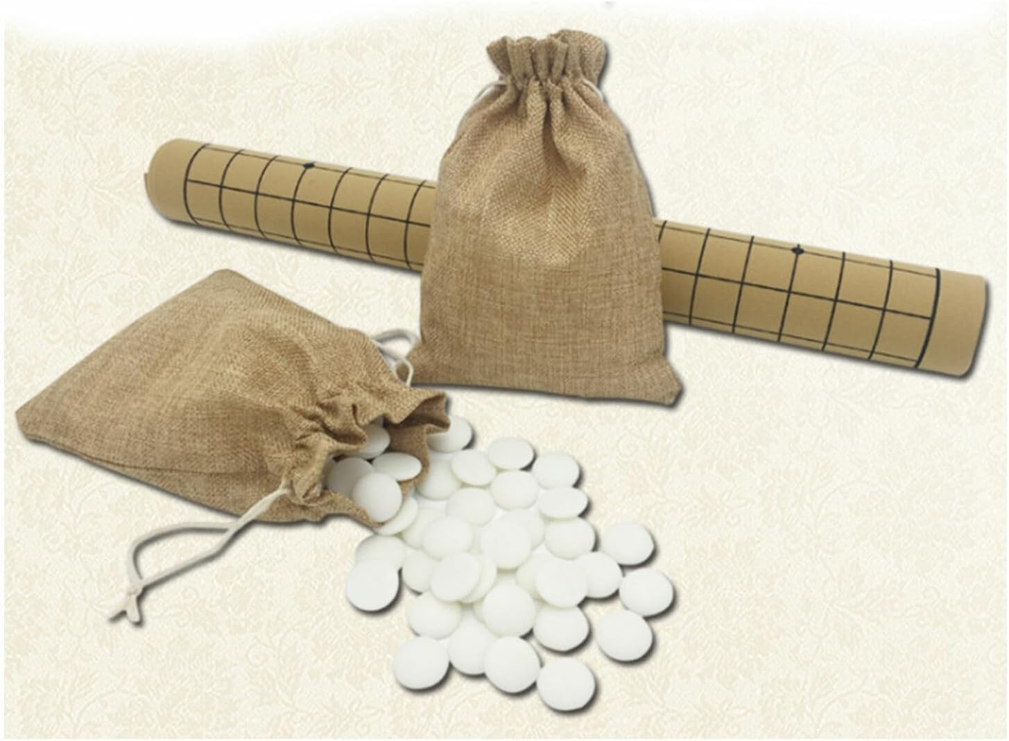 SPPHONEIX Portable Go Game Checkers Game Set with Durable PU Board for Board Game Traditional Game Travel Game-All Ages,19X19 Lines image number 1