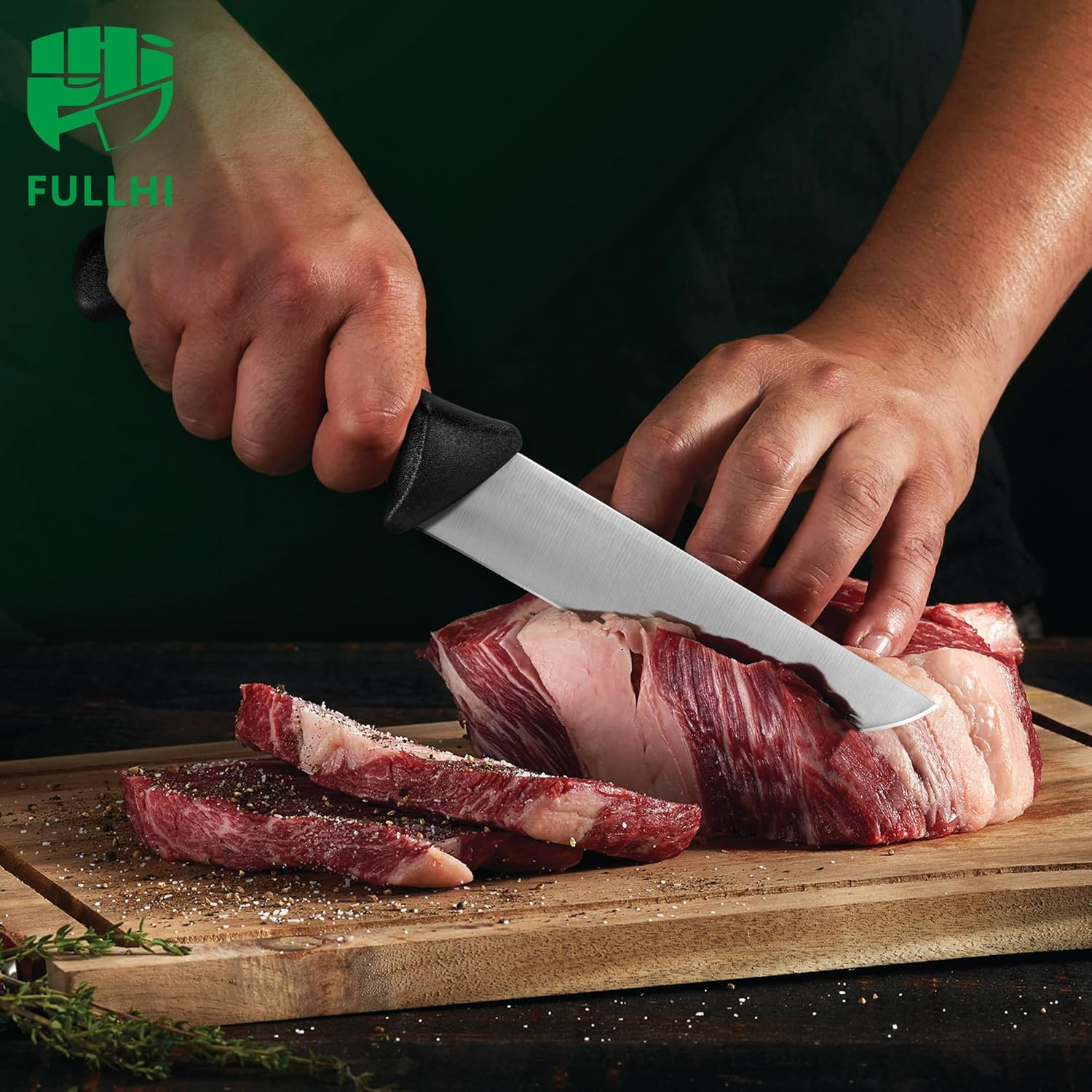 FULLHI 11PCS Butcher Knife Set, Non-Slip Butcher Boning Knife German Stainless Steel Chef Knife Set,Meat Processing Set for Home Kitchen,Slaughterhouse and Restaurant image number 3