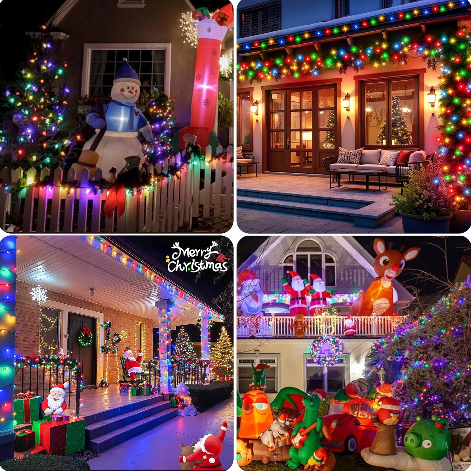 Solar String Lights for Outside, 2X12M 200 LED Christmas Solar String Lights with 8 Lighting Modes, Waterproof Solar Lights for outside Tree Party Decor (2 Packs Clourful) image number 3