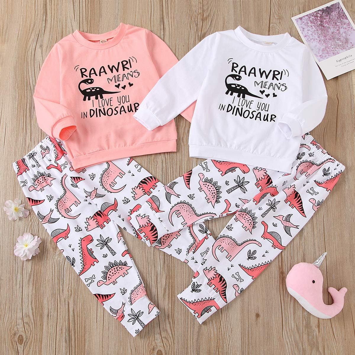 Toddler Baby Girls Outfits Long Sleeve Tops and Floral Pants 2Pcs Fall Winter Clothes Set image number 4