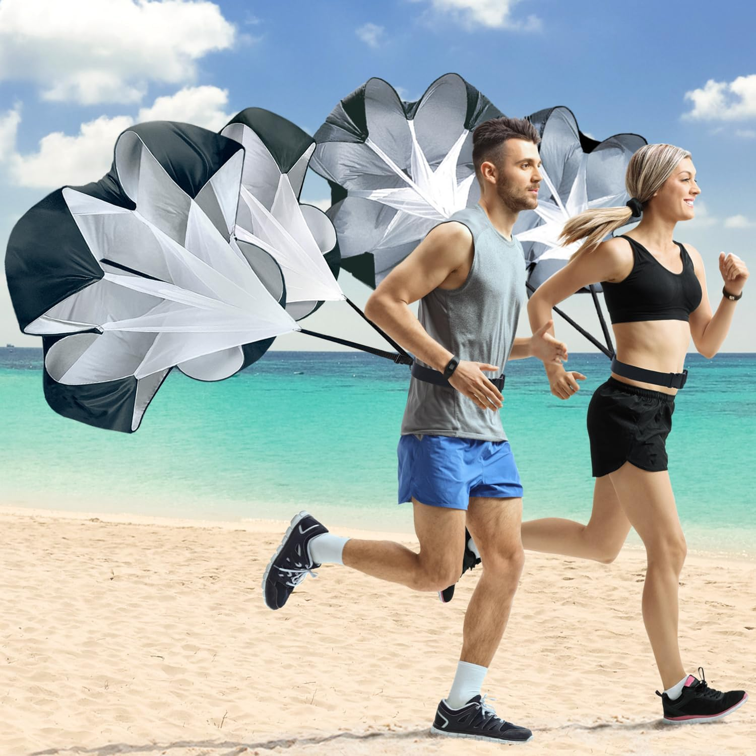 XL Double Parachute for Speed Training, Running Speed Training Parachute 56 Inch Pack of 2, Running Parachute Speed Training