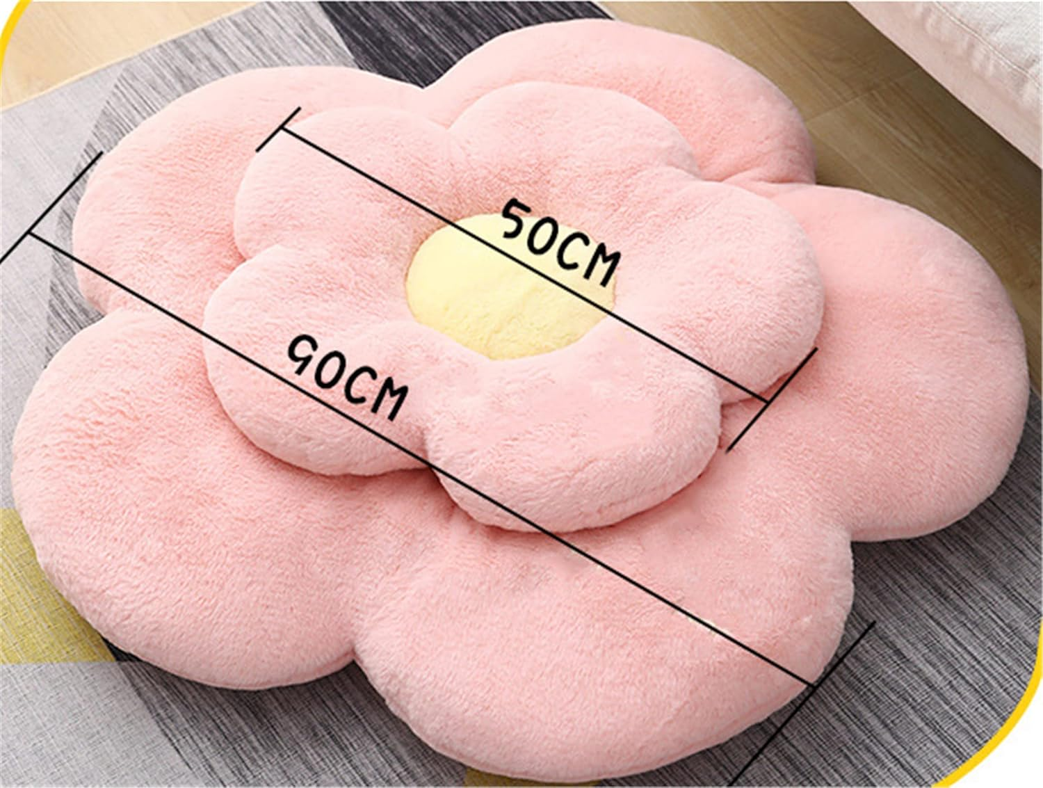 YILANLAN Cute Flower Cushion Plush Floor Pillow Casual Comfortable Pillow Office Living Room Bed Decoration Cushion Simple Room Decoration (40Cm, Yellow)