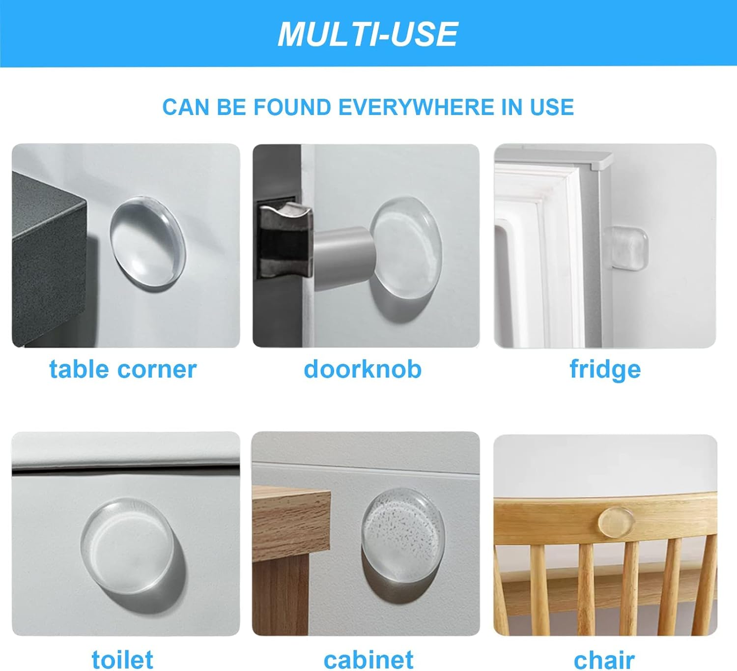 Door Handle Stopper, Rubber Door Stop, 6 Pcs Door Handle Protectors, Wall Protector Self Adhesive for Wall, Fridge, Cabinets, Headboard, Garage image number 6