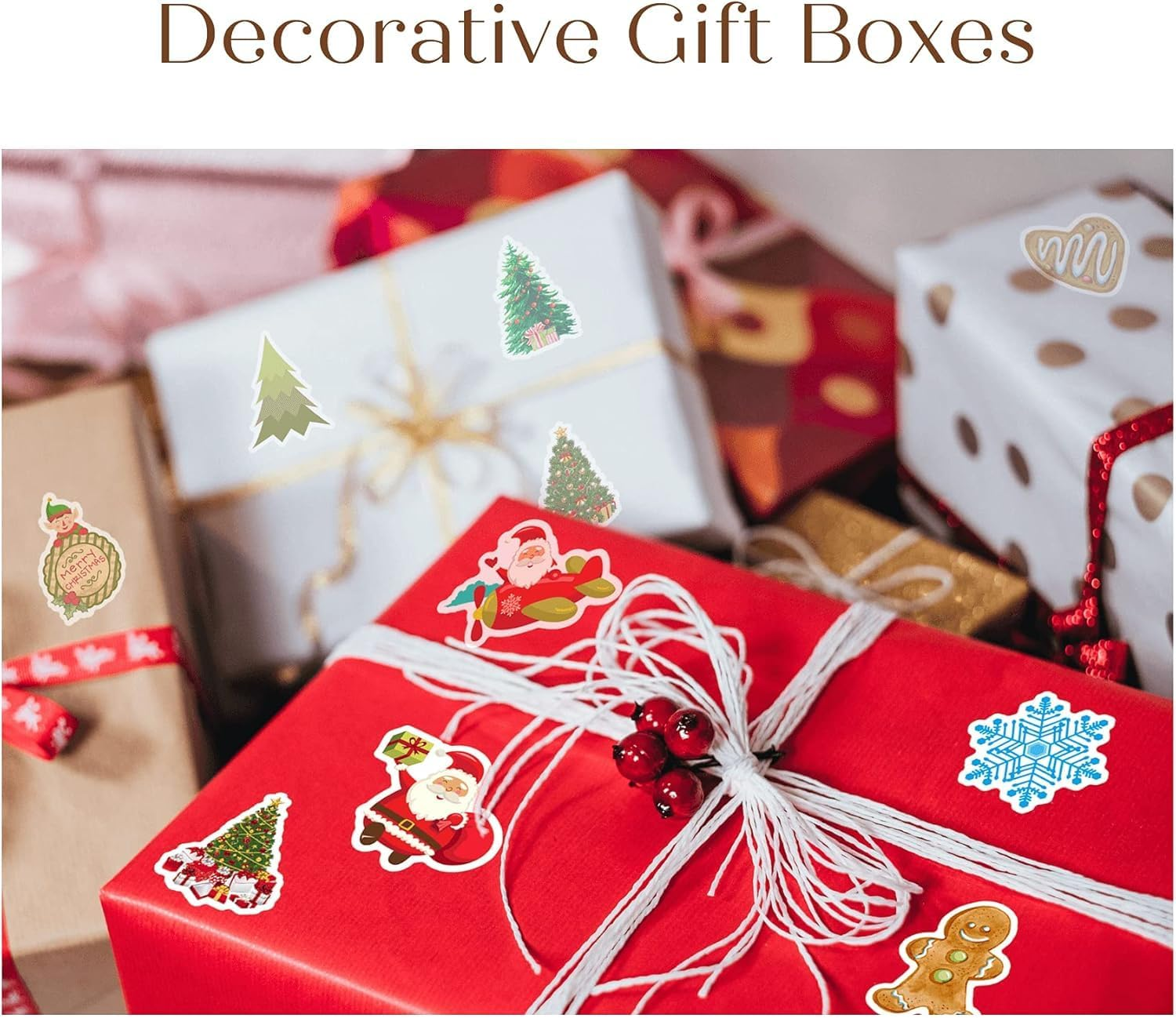 100PCS Christmas Stickers, Fun & Cute Vinyl Waterproof Stickers, Merry Christmas Stickers for Water Bottles, Windows, Snowboard, Envelopes, Gifts, Tags, Kids, Teens, Adults