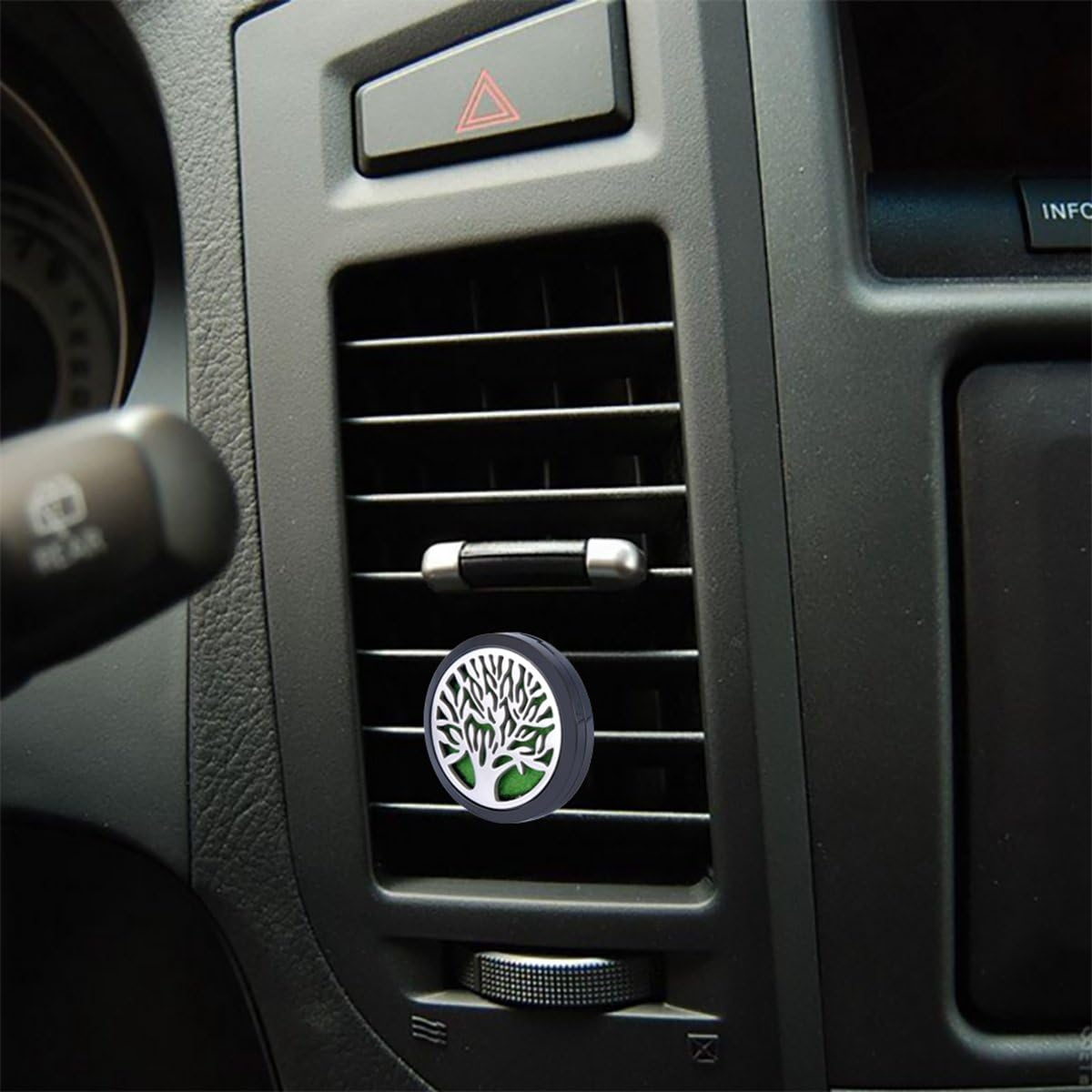 HOUSWEETY Car Air Freshener Aromatherapy Essential Oil Diffuser - Tree of Life Stainless Steel Locket,12 Refill Pads image number 2