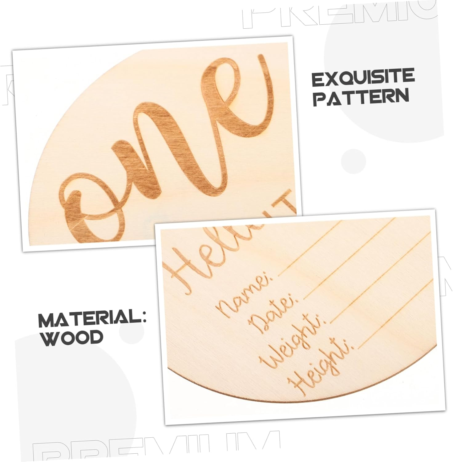 12Pcs Wooden Photo Props Log Milestone Cards Wood Sign Newborn Photography Keepsakes Birth Announcement Sign for Monthly Shower image number 1