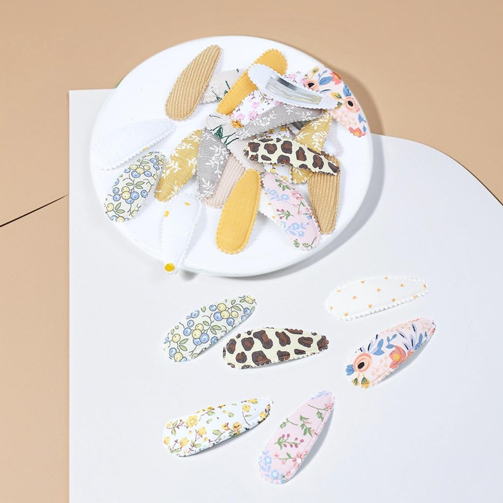 28Pcs Baby Hair Clip, Betterjonny Floral Snap Hair Clips Cloth Metal Hair Clips Cute Pattern Hair Pins Hair Accessories for Baby Toddler Kids image number 6