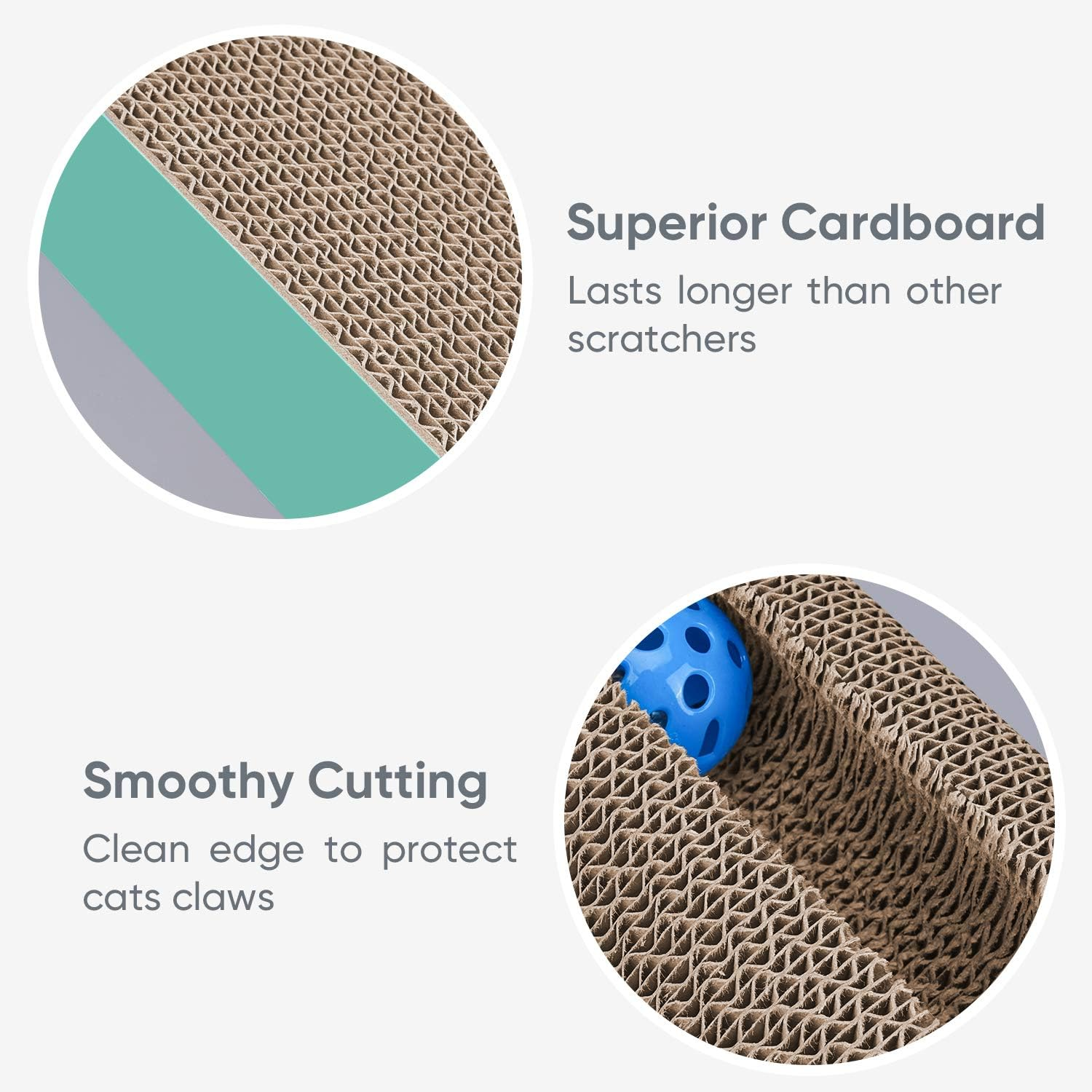 Aibuddy Cat Scratcher, Incline Scratching Pad Reversible Cardboard Lounge Bed with Ball Toy Catnip [ 45X 24 X 8.5 Cm, Superior Cardboard & Construction] image number 2