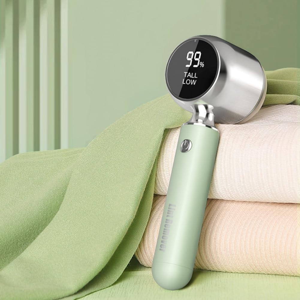 JOYI YAN Fabric Shaver, Portable Rechargeable Electric Lint Remover with 2 Adjustable Speed, LED Display Bobble Remover for Clothes, Lint Shaver for Various Fabrics (Green) image number 3