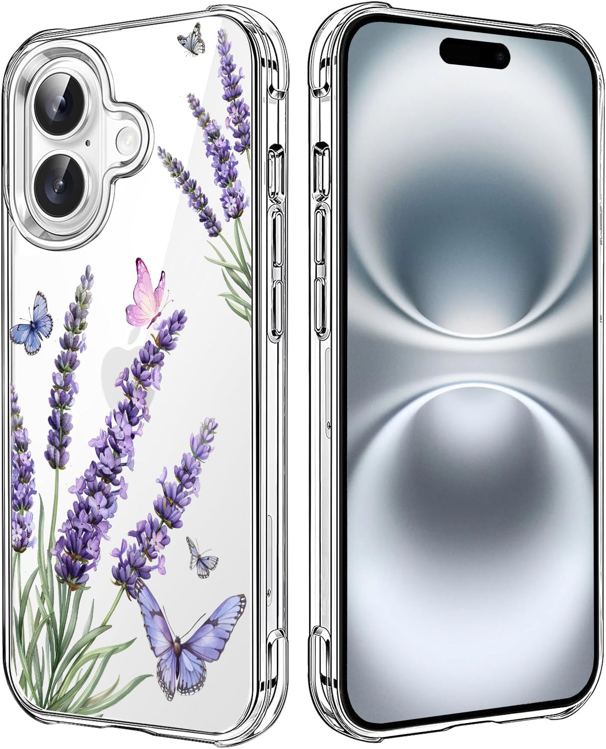 HEYORUN Cherry Blossom Clear Case Compatible with Iphone 16, Sakura Girls and Women Floral Back Case Cover, Pink Flower Transparent Flexible TPU Bumper Shockproof Protective Case