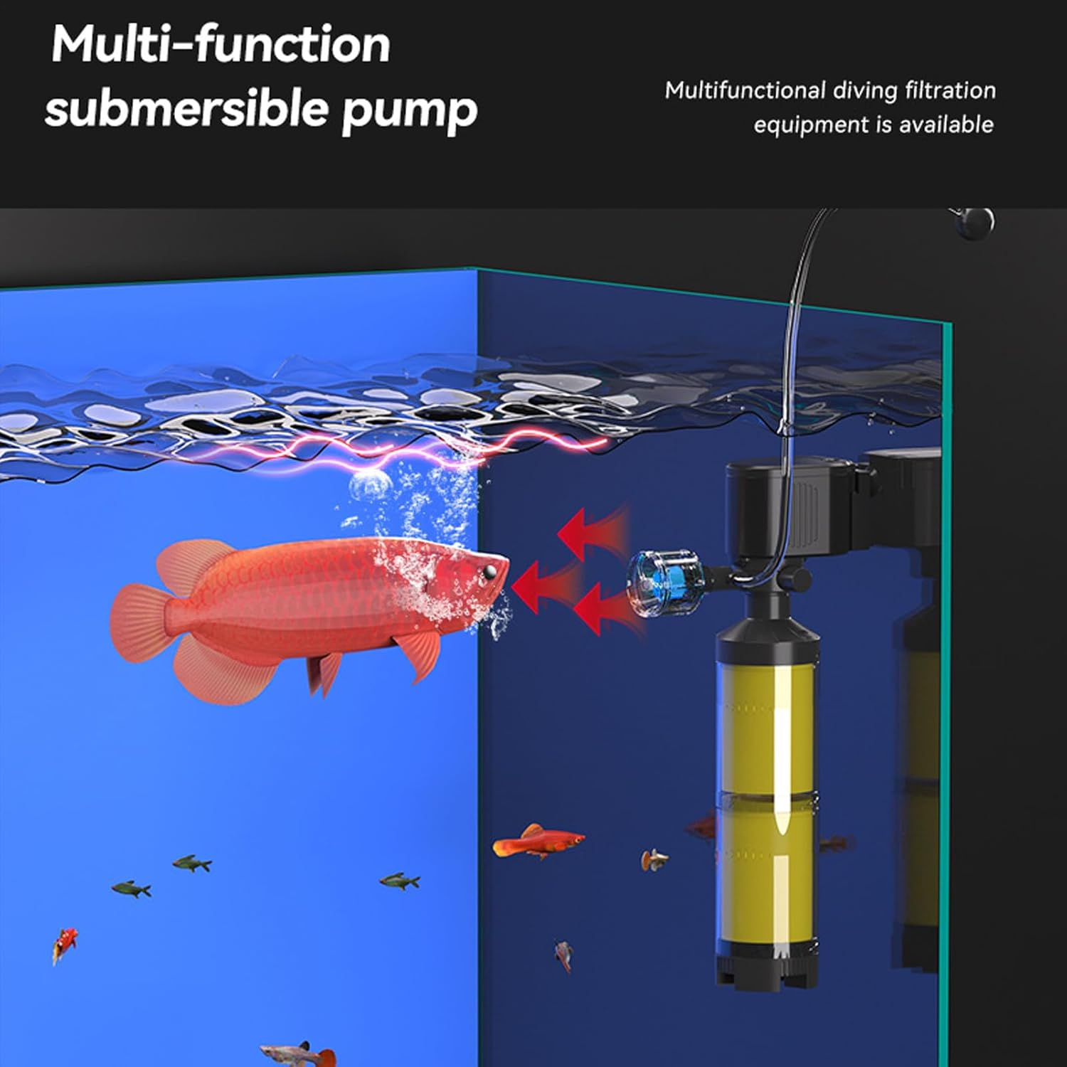 Circulation Pump - Glowing Aeration System - Aquarium Circulating Pump,For Draining Change Oxygen Aeration Pond Saltwater Pool Bird Bath image number 1