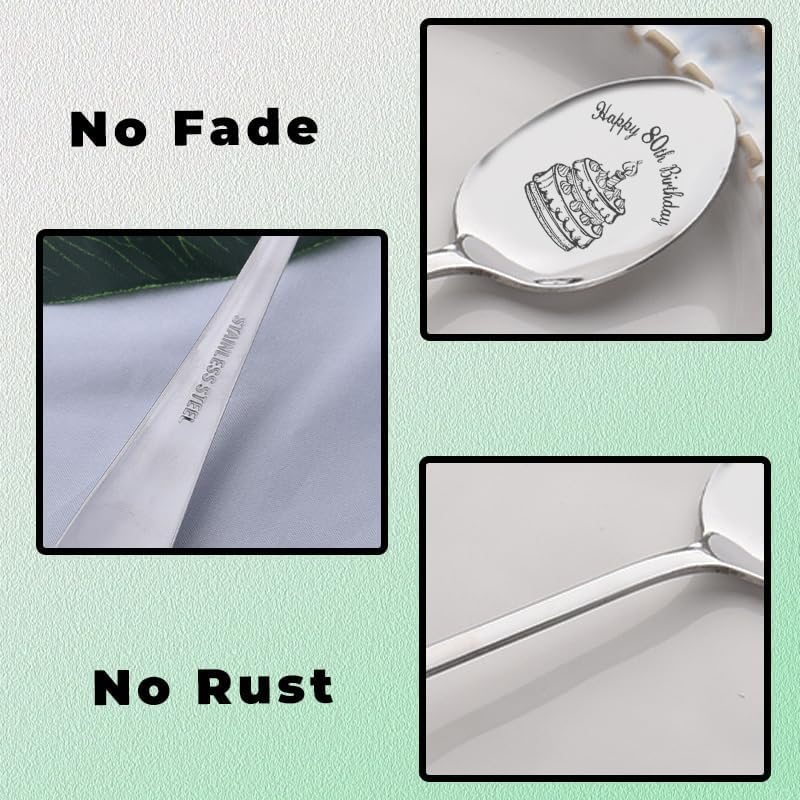 Happy 80Th Birthday Gifts for Nana Papa 80 Year Old Birthday Gifts for Father Mother 1944 Birthday Gifts for Sister Brother 80Th Bday Spoon for Women Men 80 Yr Old Birthday Present for Grandma Grandpa image number 6