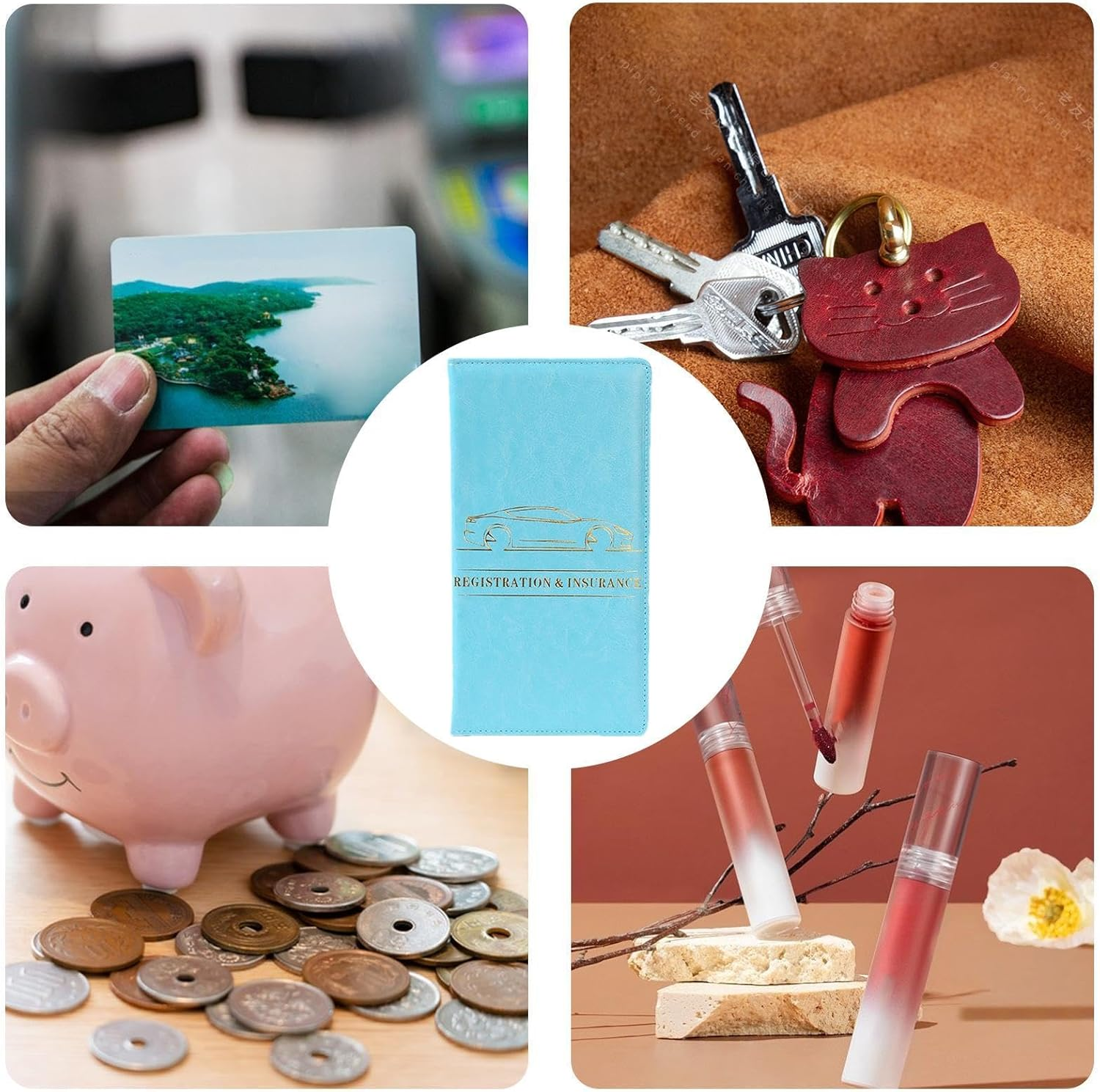 Car Registration and Insurance Holder, Driver'S License Holder Wallet, Car Registration PU Bag Holder - Car License for Motorcycles, Trucks, Boats, Buses - Darkblue image number 6