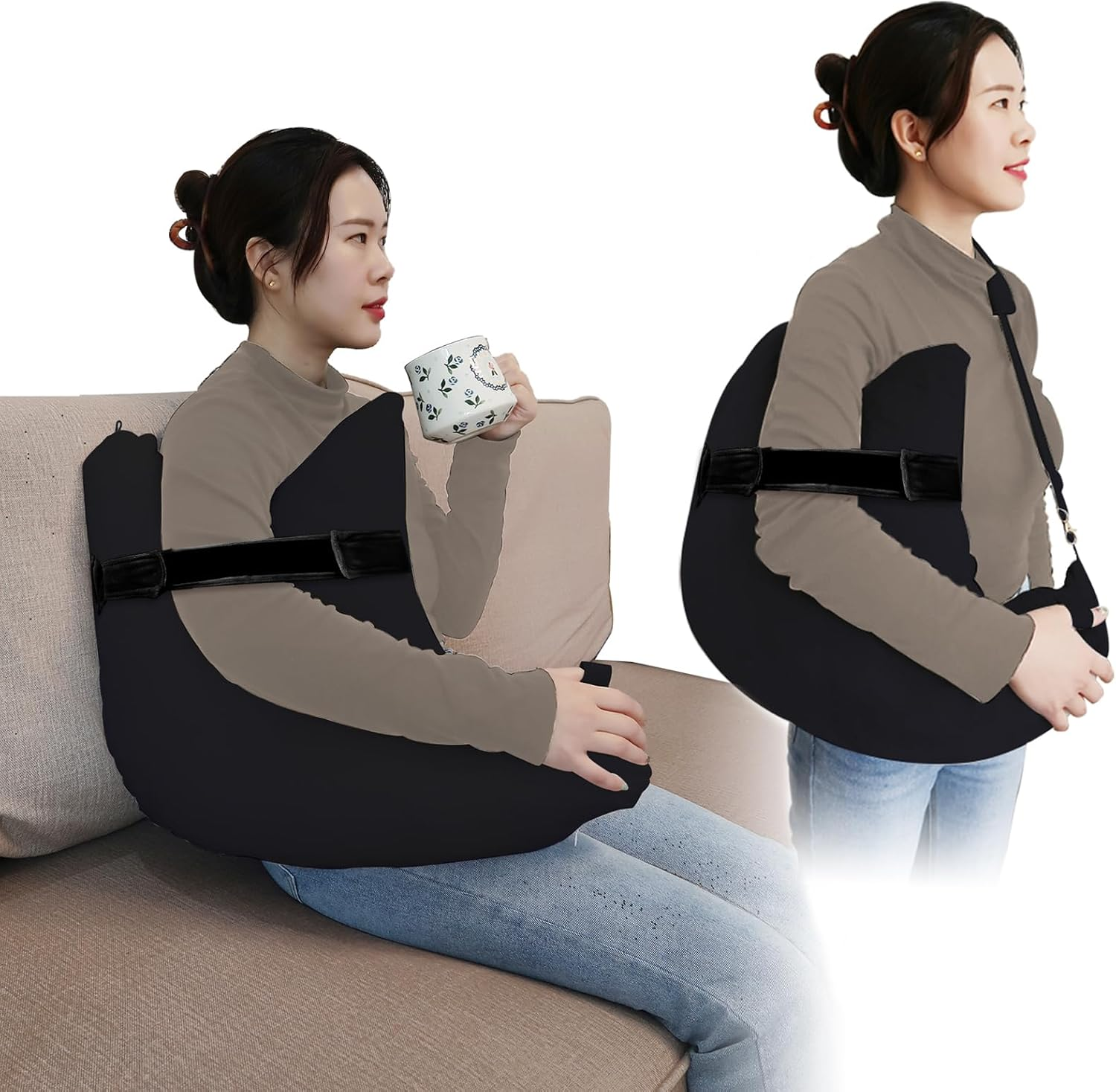 Zimucxn Shoulder Surgery Pillow, Ergonomic Rotator Cuff Pillow, Comfortable Post Shoulder Surgery Pillow, Adjustable Structure Provide Support, Shoulder Pain Relief (Grey, Arm & Shoulder Strap)