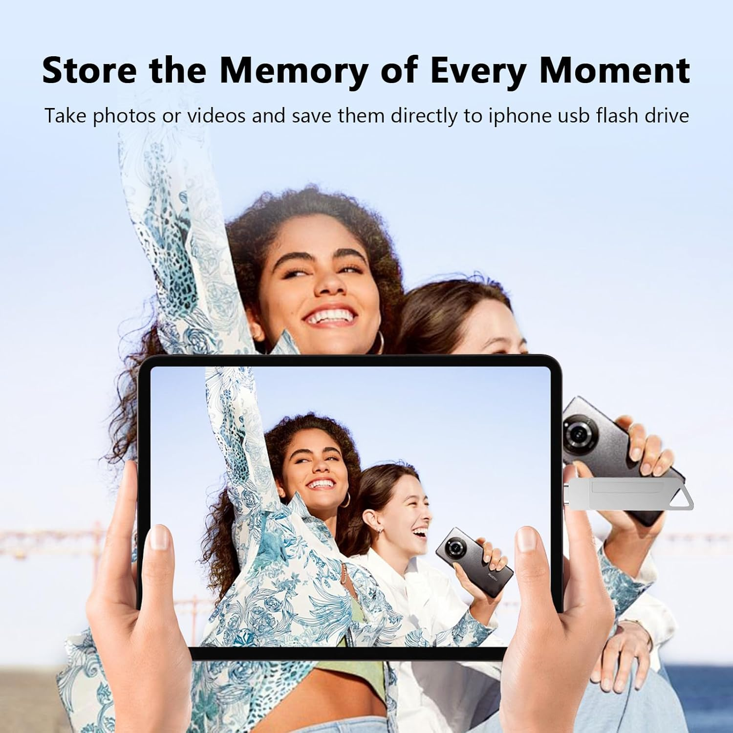 3 in 1 Flash Drive for Iphone - 256GB Phone Photo Stick for Backup, High Speed USB Memory Stick, USB Thumb Drive for Iphone/Ipad/Pc/More Devices (Silver) image number 3