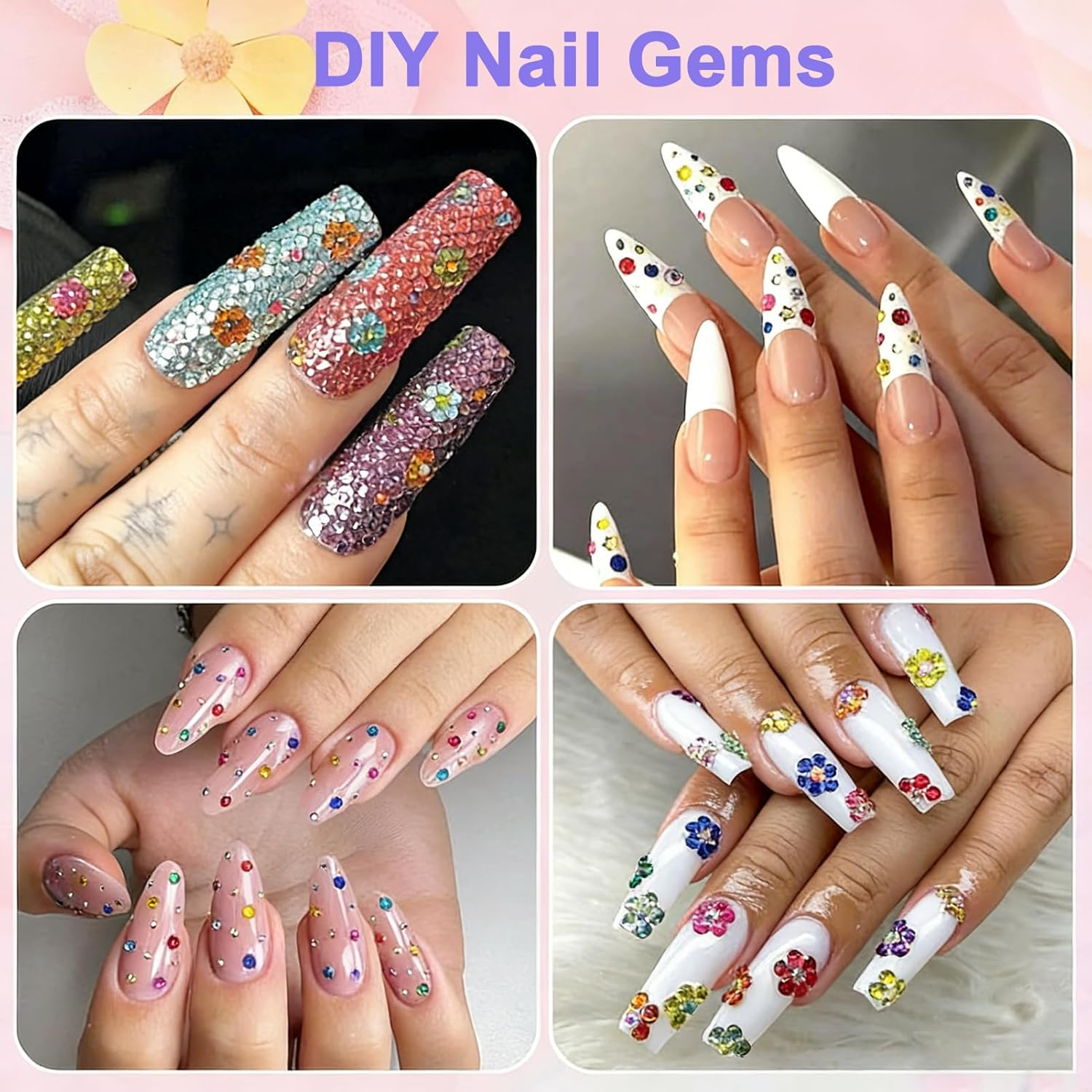 Rhinestones,10000Pcs Nail Gems for Nail Art,2 Boxes Nail Charms with Picking Pen & Tweezers,12 Grid Flat Back Crystals for Nail Art, Face Gems,Phone Case,Diy Clothes,Shoes,Bags image number 4