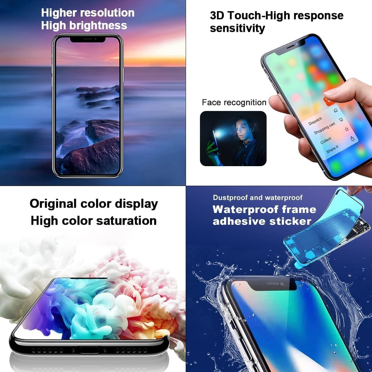 For Iphone 11 Pro Max Screen Replacement,Wholesale Full HD 6.5 Inch COF LCD Display 3D Touch Digitizer Assembly with Waterproof Adhesive,For (Models A2161, A2218, A2220) No Repair Part Tools image number 2