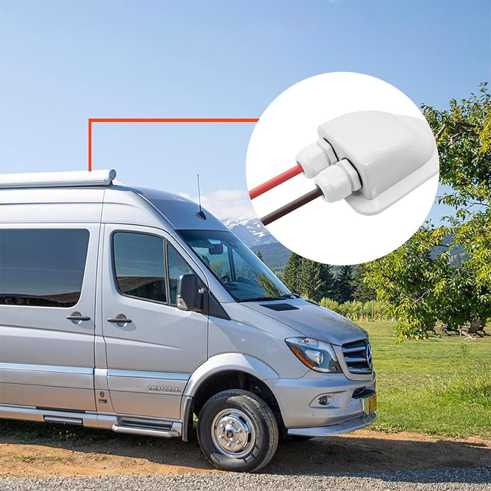 1Pcs Waterproof Solar Cable Entry Gland By, Weather Resistant Dual Cable Entry Housing for Solar Panels of RV Caravan and Marine, White image number 4