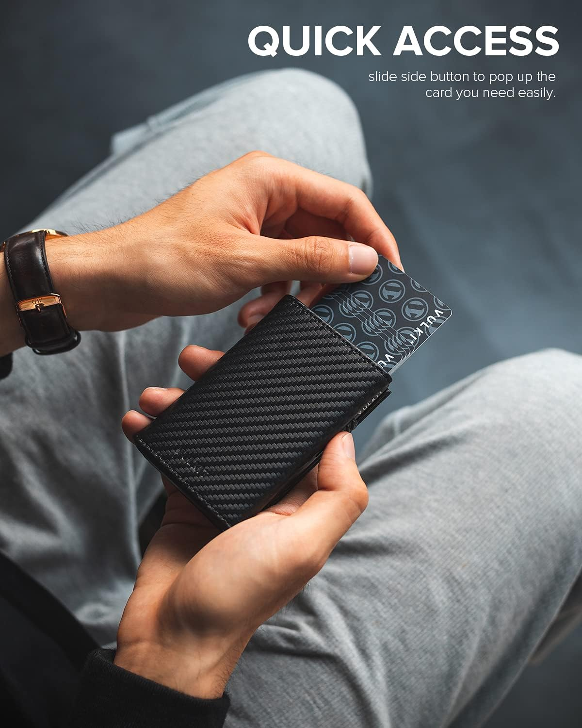 VULKIT Card Holder Wallet with Coin Pocket Magnetic Closure Pop up Cards with ID Window Leather Wallet for Cash & Credit Cards - Brown image number 4