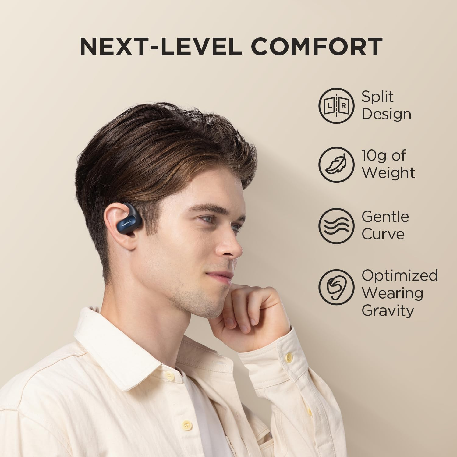 1MORE Fit SE S30 Open Ear Headphones, Wireless Bluetooth Headphones with 4 Microphones for Clear Calls, Sports Earbuds Split Design with Earhooks, IPX5, 30-Hour Playtime, Bluetooth 5.3, Black image number 1