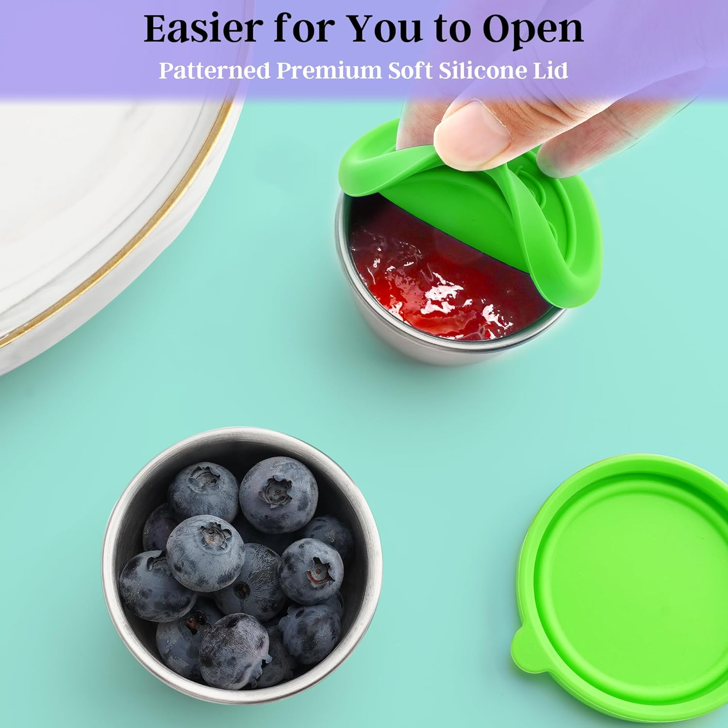 6X1.6 Oz Salad Dressing Containers with Lids, Small Leakproof Reusable Stainless Steel Salad Dressing Container to Go for Lunch Boxes,Sauce Containers, Picnics,Travel Meal Prep and Kitchen Storage. image number 5