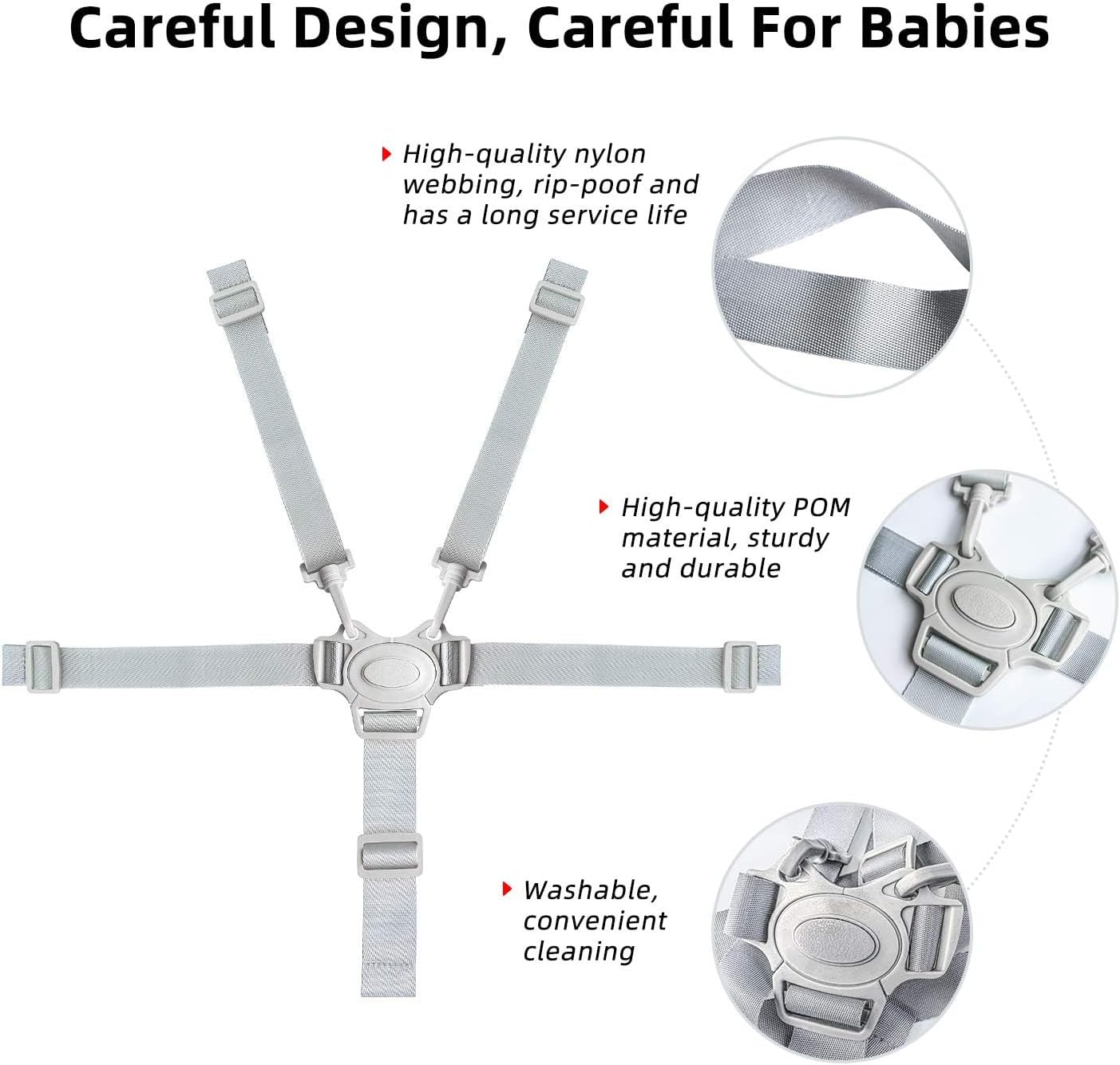 High Chair Straps, Replacement Harness Straps for Most 5 Point High Chairs