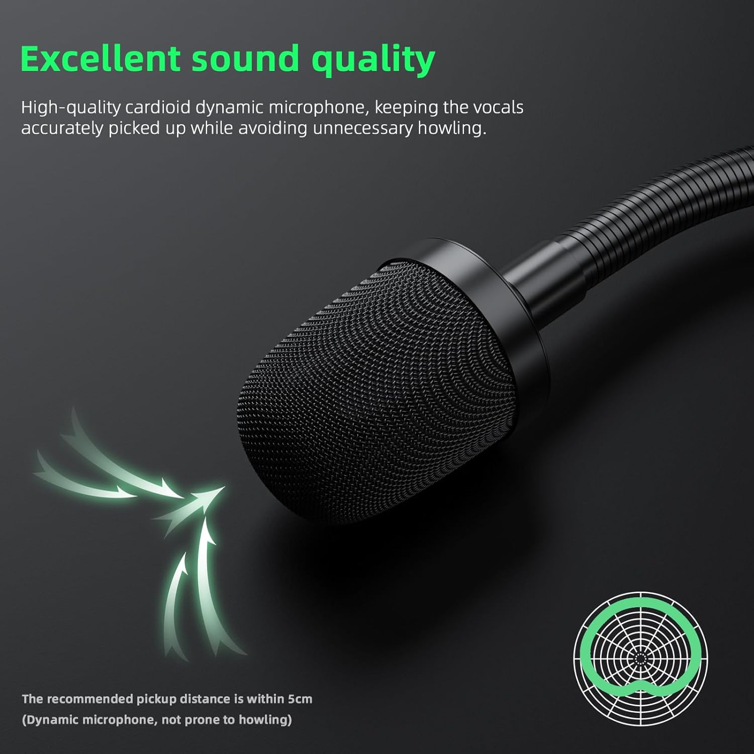 MRSDY Gooseneck Microphone, 23 Inch DJ Microphone for Audio Mixer, Professional XLR Wired Dynamic Mic, Extended Black Metal Noise Reduction Microphone, Supports 360&deg; Rotation and Bending image number 2