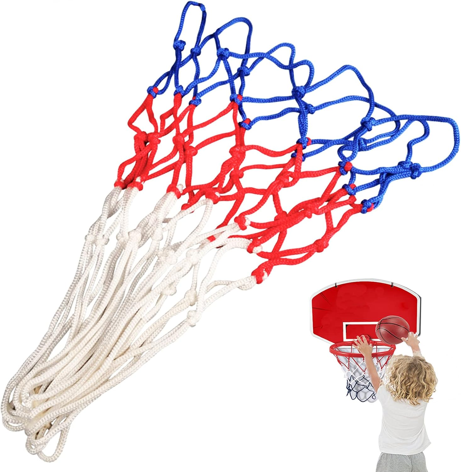 Small Net Replacement for 12 Loops Mini Basketball Hoop, 8"-10.25" Rims, All Weather anti Whip image number 4