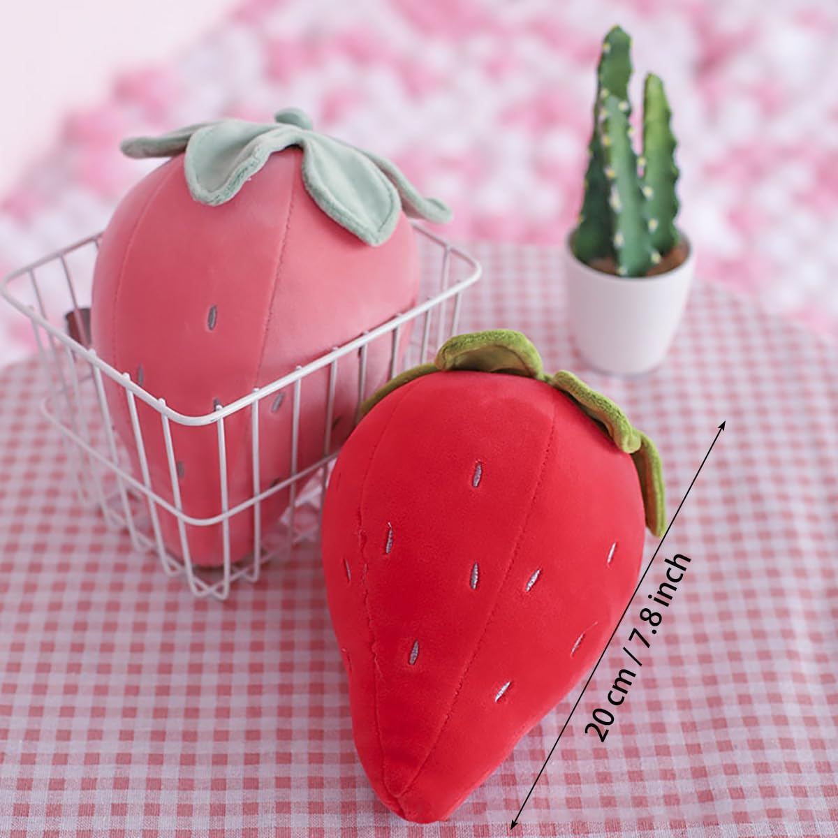 8 Inch Strawberry Plush Pillow,Cute Fruit Kids Pillow Stuffed Soft Fruit Stuffed Toy Cute Strawberry Plushie Hugging Pillow Cushion