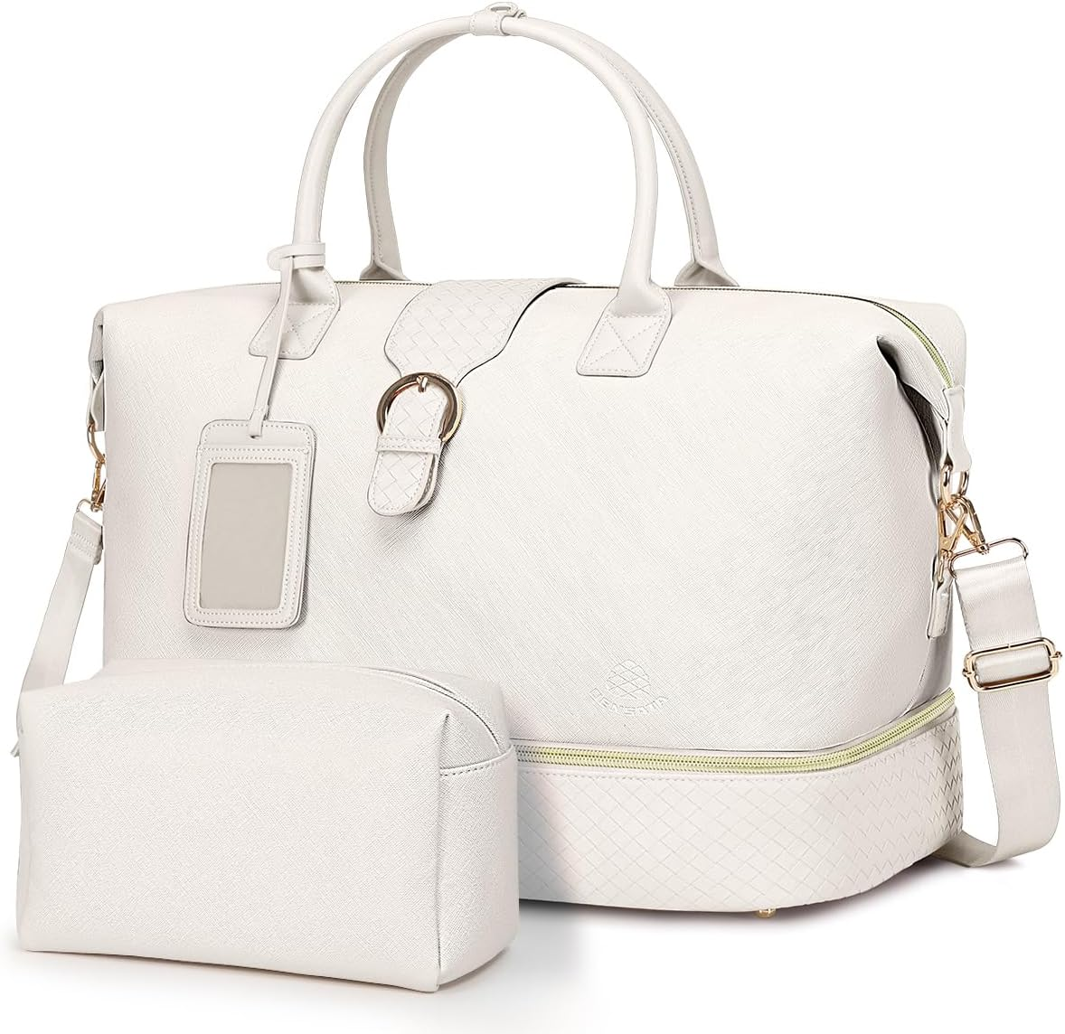 Travel Weekender Bags for Women, PU Leather Overnight Tote Duffle Bag with Shoe Compartment & Toiletry Bags