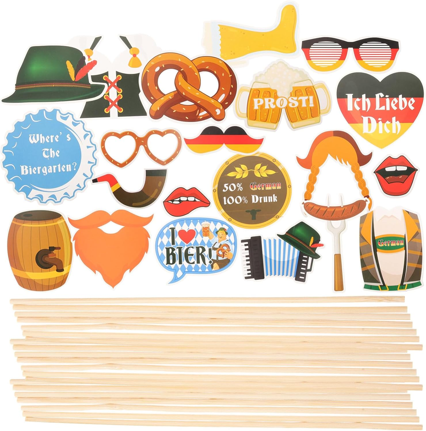 SEWACC Oktoberfest Photo Booth Props Funny German Beer Festival Paper Signs Sausage Beer Flag Oktoberfest Decorations Weizenbier Party Supplies image number 5