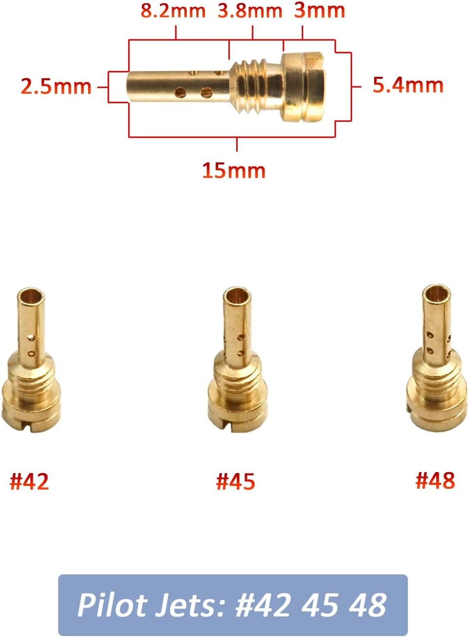 Motorcarb CV40 Main Jet - Slow/Pilot Jet - Gasket, for Harley Davidson Sportster XL883 XL1200 CV 40MM Carburetor Carb Jet Kit (#180 185 190 195 42 45 48)