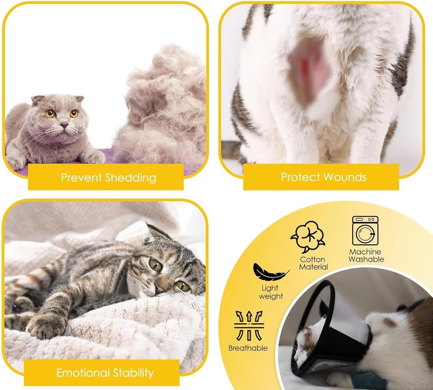 Cat Recovery Suit, Breathable Cat Bodysuit for Abdominal Wounds or Skin Dieases, Cotton Kitten Surgery Recovery Suit Onesie (Lollipop, M) image number 2