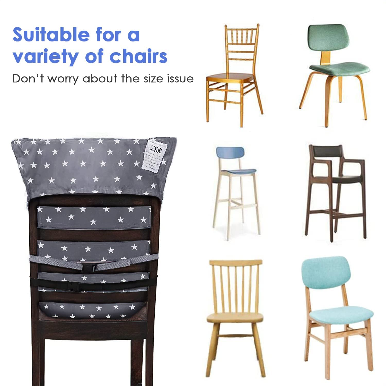 Baby Travel Harness, Portable High Chair Safety Seat with Adjustable Straps and Shoulder Belt for All Kinds of Baby Dining Chairs - Home, Restaurant, Travel image number 4