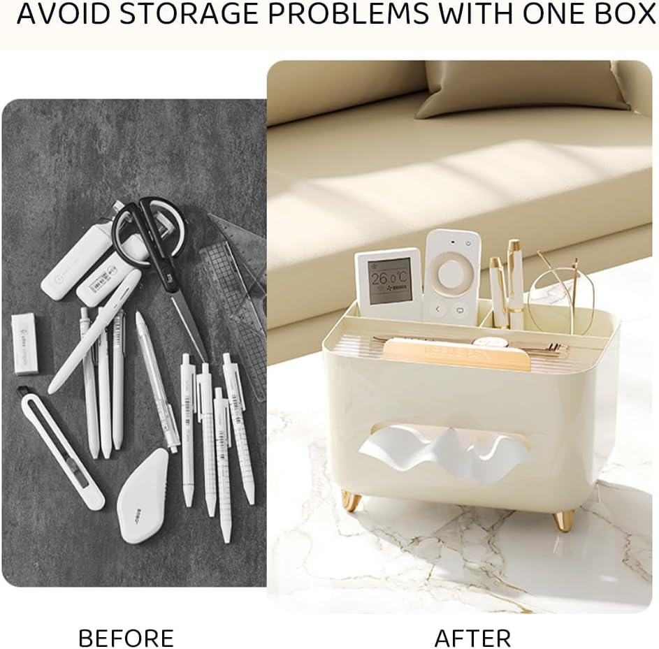 Multifunctional Tissue Box with Remote Control, Desktop Storage Organizer for Living Room, Bedroom, Office, or Hotel image number 5