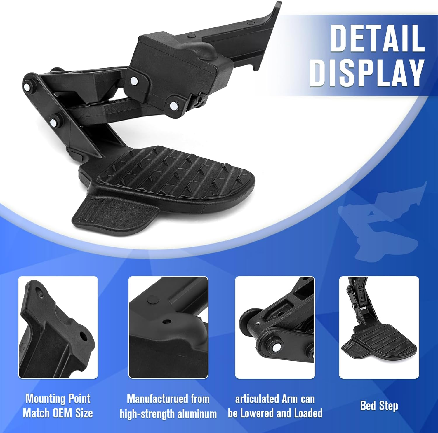 Rear Bed Step, Retractable Bed Step Compatible with Dodge Ram 2500 3500 2019-2024, Retractable Bumper Tailgate Step Replaces# 82215842AH 82215842AD 82215842AE 82215842AC image number 5