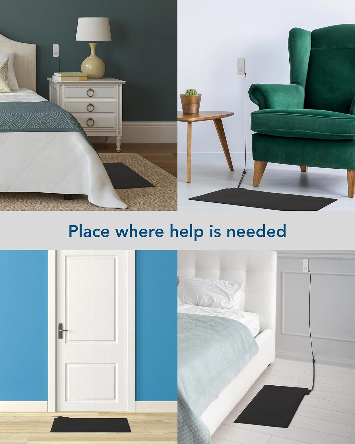 Pressure Mat Alarm and Care Call, Floor Sensor Mat, Pressure Sensor, Bed Alarm for Elderly, Simply Safe System