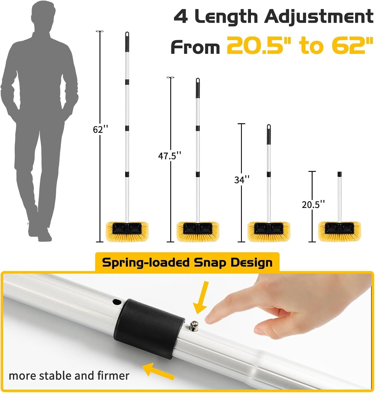 Car Wash Brush with Telescopic Handle, 52-157 Cm, Soft Bristle, No-Scratch for Cars, Trucks, Boats