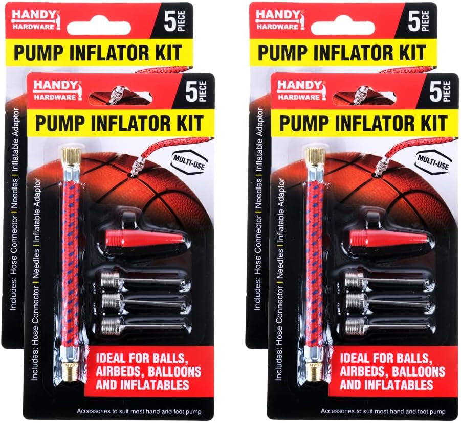 [4PK] Handy Hardware Pump Inflator Kit, Convenient and Easy-To-Use, All-In-One Solution for Inflation Needs, Inflate Anywhere, Anytime