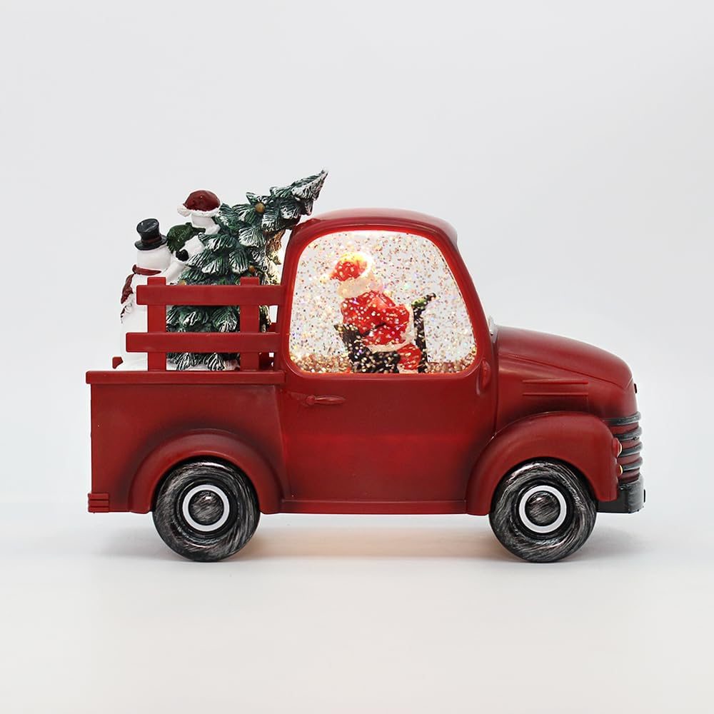 Christmas Musical Red Truck Water Lantern with Swirling Confetti LED Lights image number 4