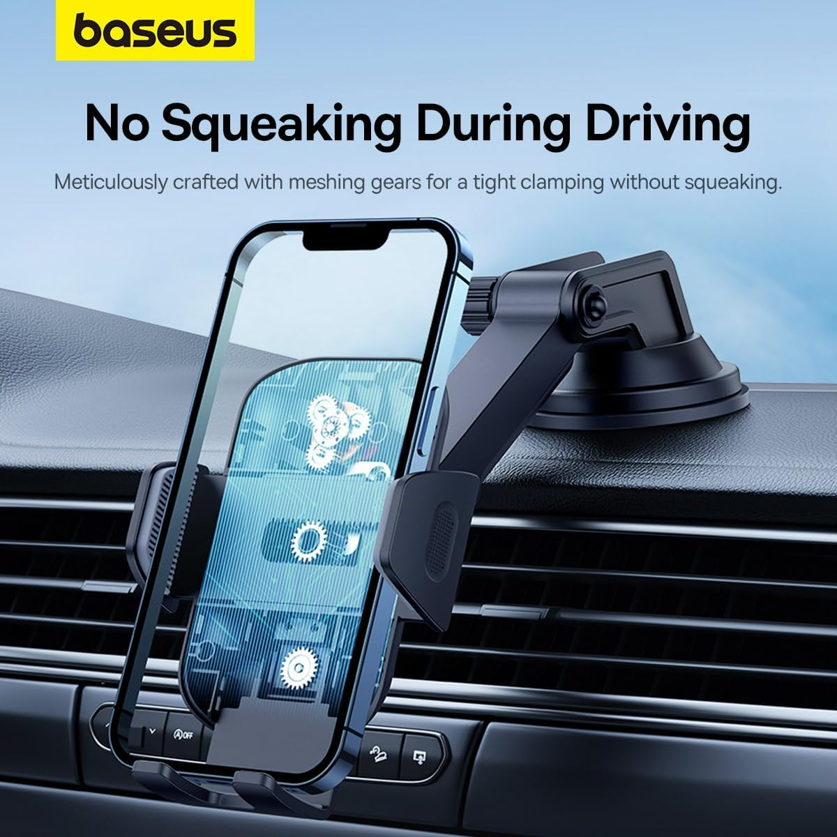 Baseus Car Mount Baseus Ultracontrol Go Series Clamp-Type Car Mobile Phone Holder (Suction Cup Version)Rotatable and Adjustable Fits All 5.4 - 7.2 Inch Cell Phonecluster Black image number 3
