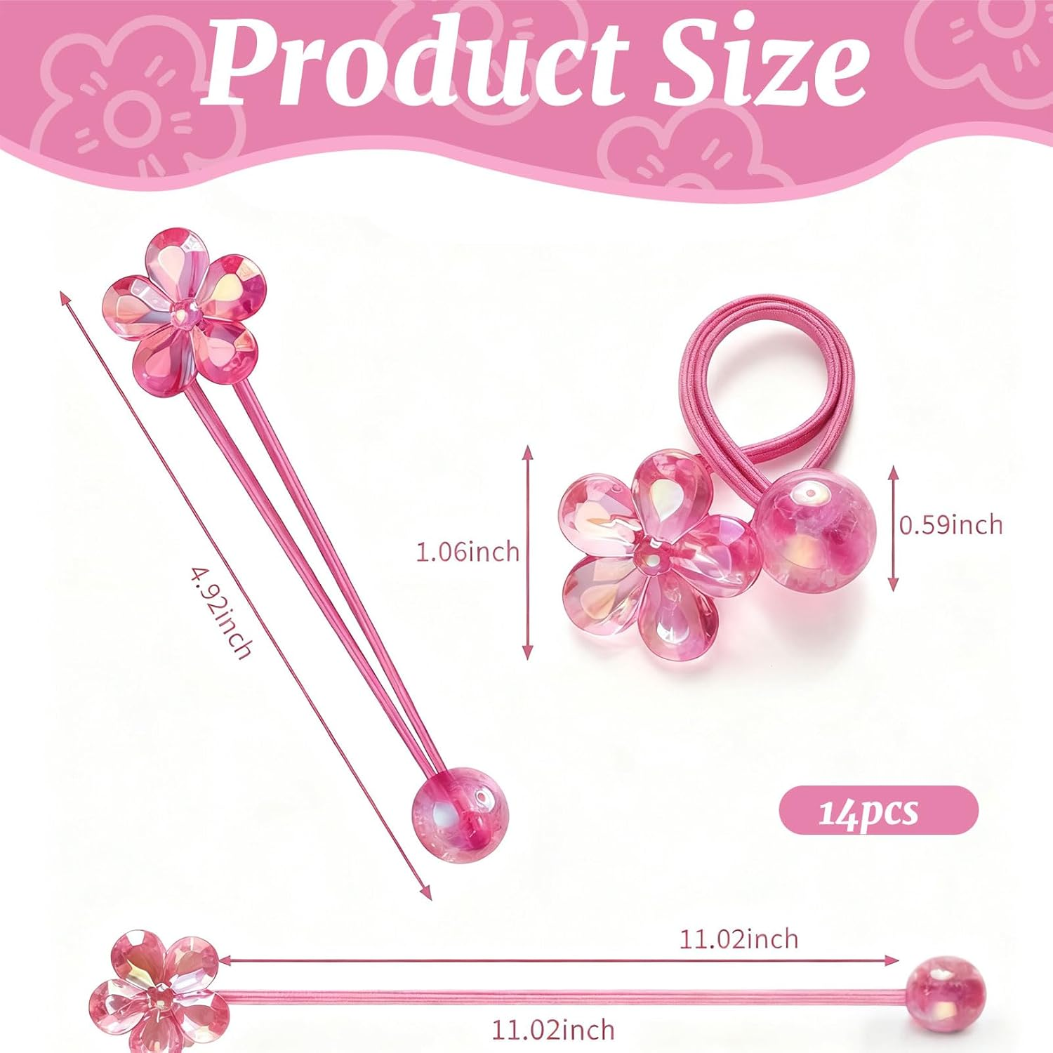 Xanthelle Girls Hair Bobbles Pack of 14 Colourful Hair Accessories Children'S Braid Elastics Baby Hair Scrunchies & Hair Band Girls Elastic Bubble Hair Ties with Beads and Balls image number 3